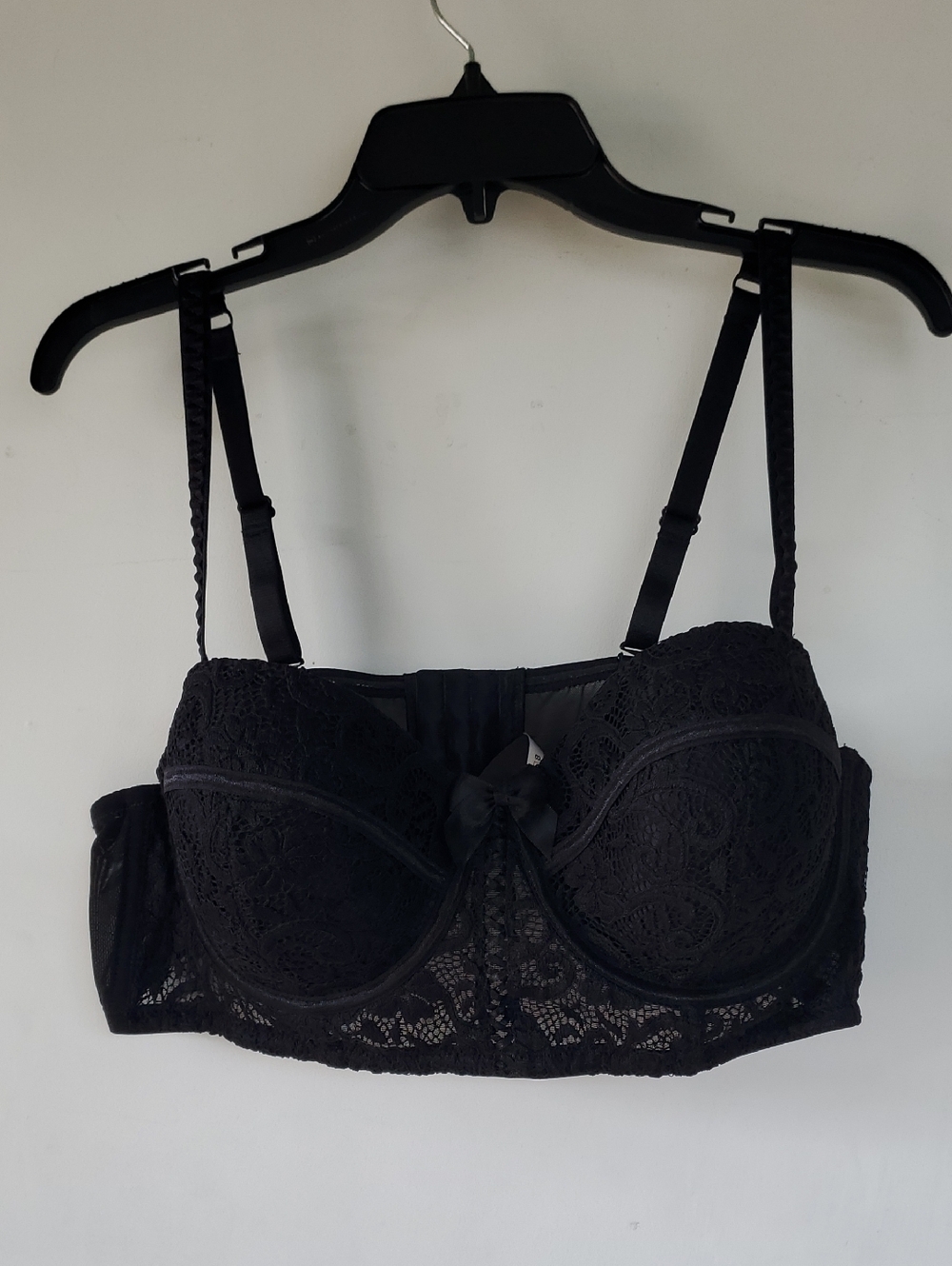 Adore Me Black Lace Longline Underwire Bra